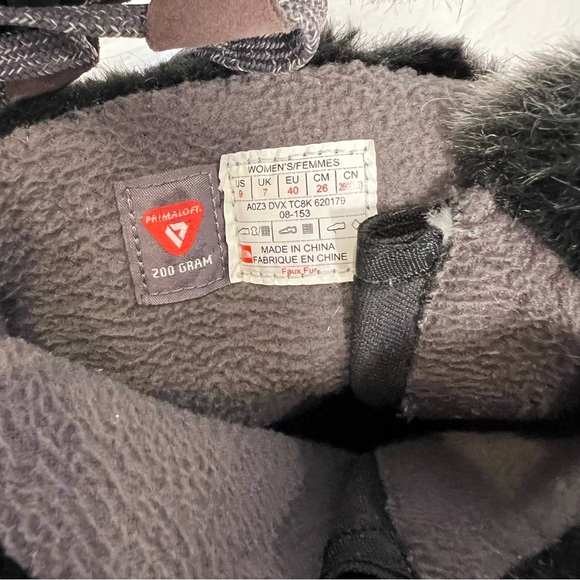 North Face Boots Nuptse Purna Gray&Brown Suede Faux Fur Trim Mid Calf Women’s 9 - Picture 9 of 10